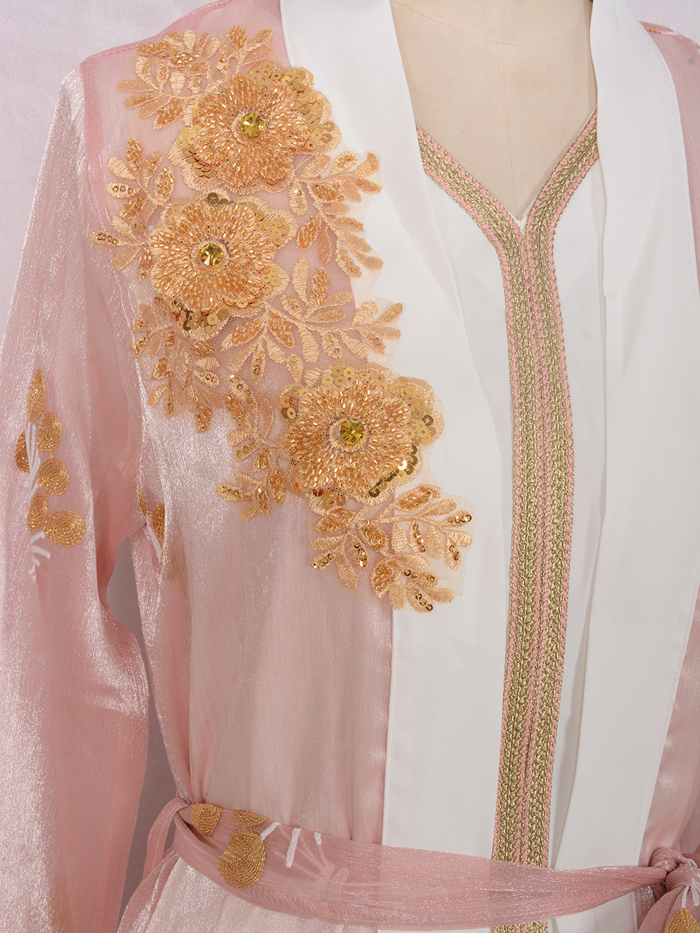 MT116 Cross-border Middle Eastern Commuting Ethnic Style New Embroidered Sequin Two-Piece Set Foreign Trade Arab Dress_ecoleips.com