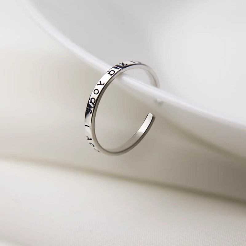 Greek Language I Love You Ring Fine Letter Index Finger Ring Cross-Border Retro Open Ring Manufacturer Wholesale Delivery