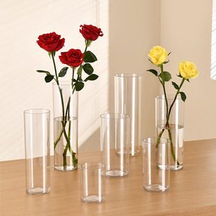 Small Acrylic Plastic Vase Transparent Water Culture Plant Hydroponic Vessel Square Round Hydroponic Plant Pothos Pot