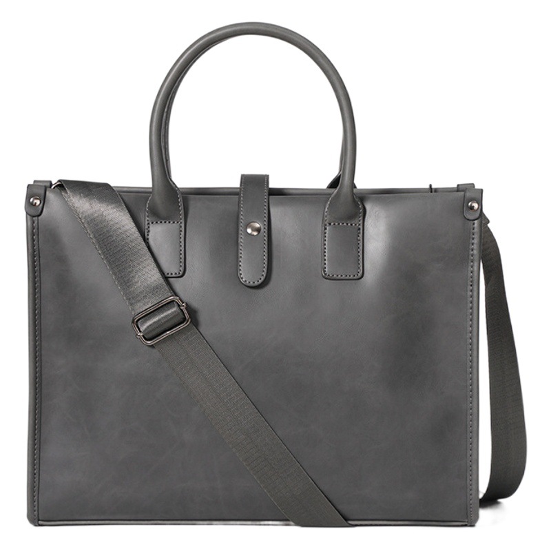 New Retro Business Casual Briefcase Korean Men's Bag Handbag Shoulder Crossbody Bag File Bag Trendy Men's Bag