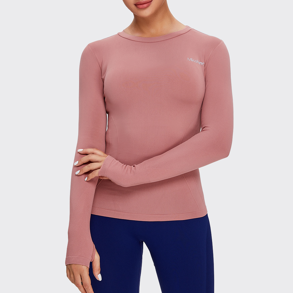 Otoño e Invierno ropa de yoga deportes básicos Top camiseta desnuda sensación delgada ropa de fitness al aire libre correr yoga Top manga larga