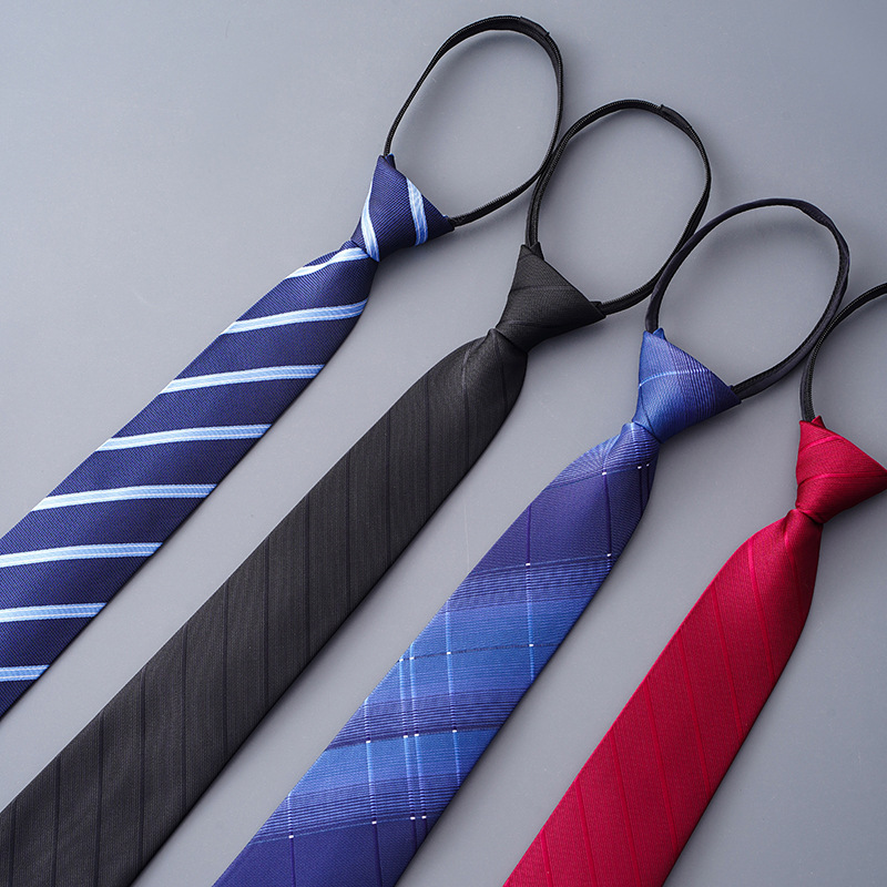 Lazy zipper tie-free men's formal business black professional wedding groom Korean blue female work style