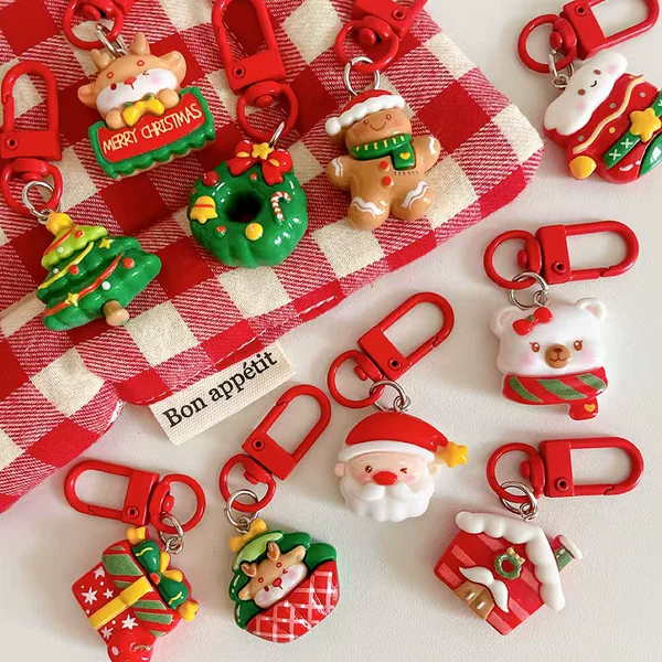 New Christmas Keychain for Girls, Student Bag Pendant, Cute Headphone Cover Pendant, Gift Accessories for Besties