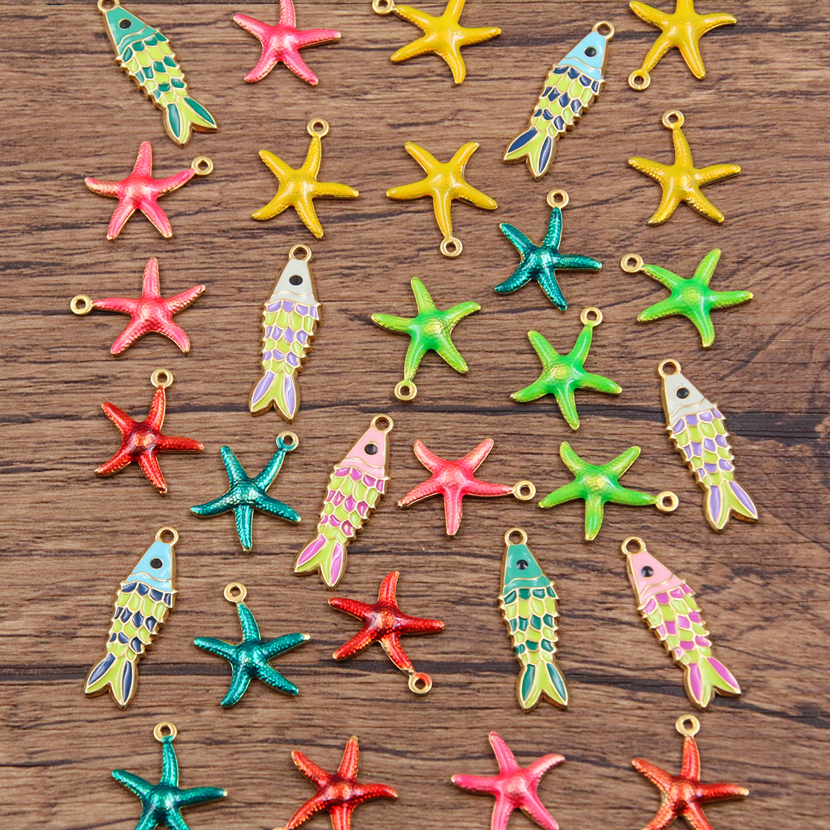 2g Weight 1 Piece 304 Stainless Steel Starfish Fish Polished Pendant Charms