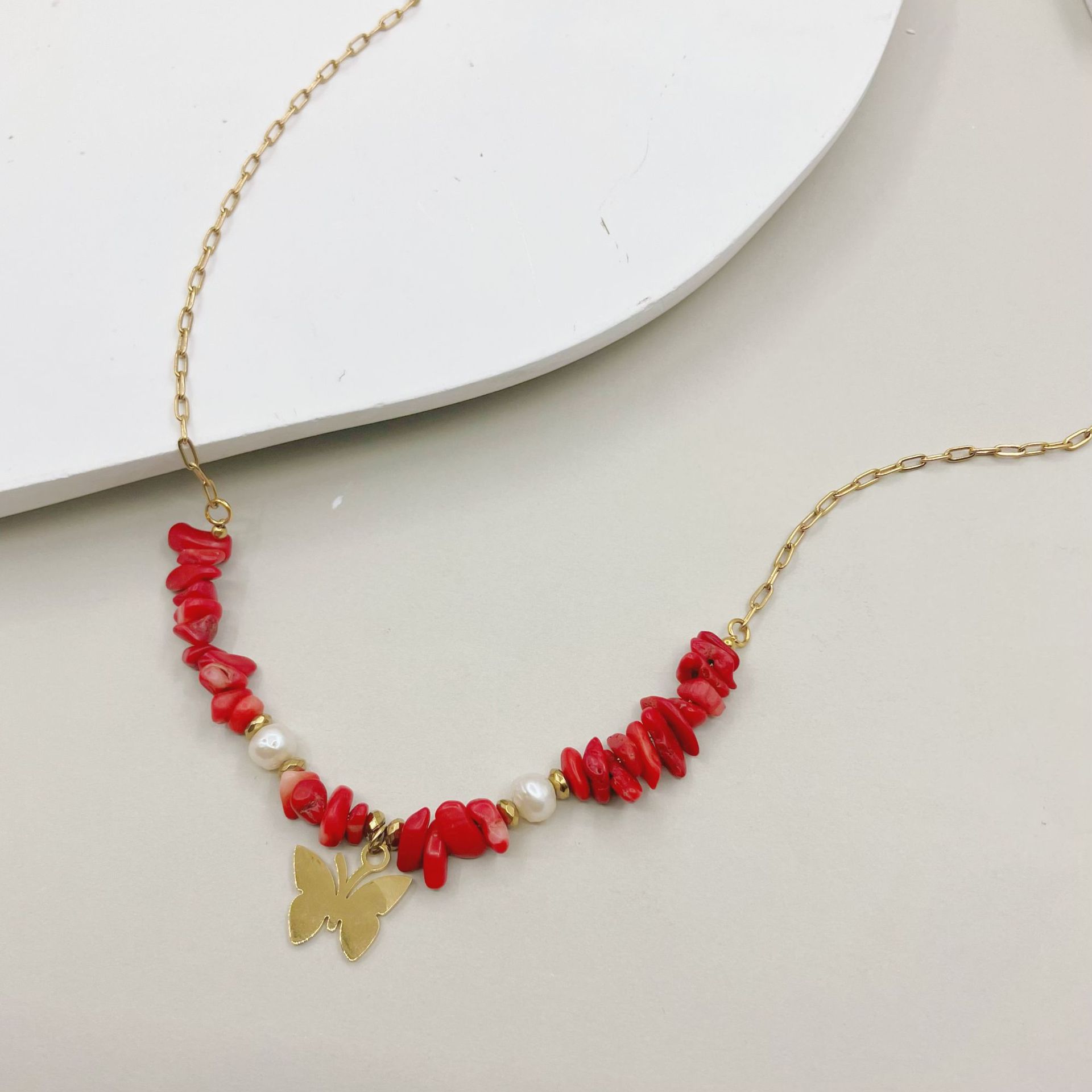 Fashion Butterfly Titanium Steel Plating Pendant Necklace 1 Piece