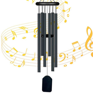 Amazon explosions 6 black wind chimes 22 inch rotating solid wood outdoor decorative door decoration gift wind chimes wholesale