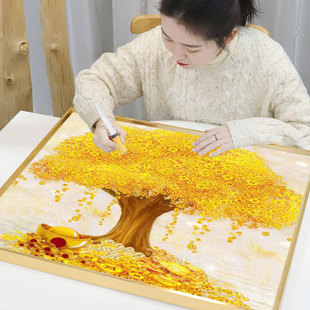 ♡ Crystal Diamond Painting Full of Diamonds New Fortune Tree 5D Diamond Cross Stitch 2023 Entrance Living Room Bedroom Dining Room Small