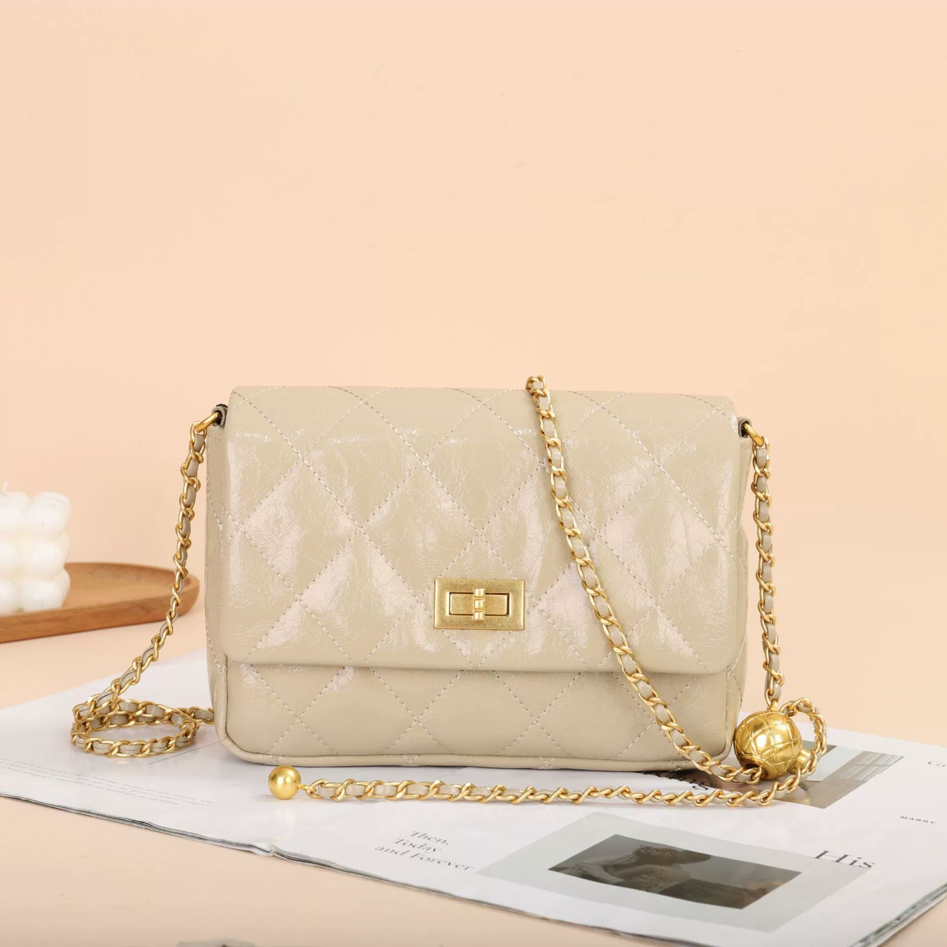 Цепочка, кожаная сумка для телефона, стиль Chanel, (торговля через границу), натуральная кожа, цепочка сумка