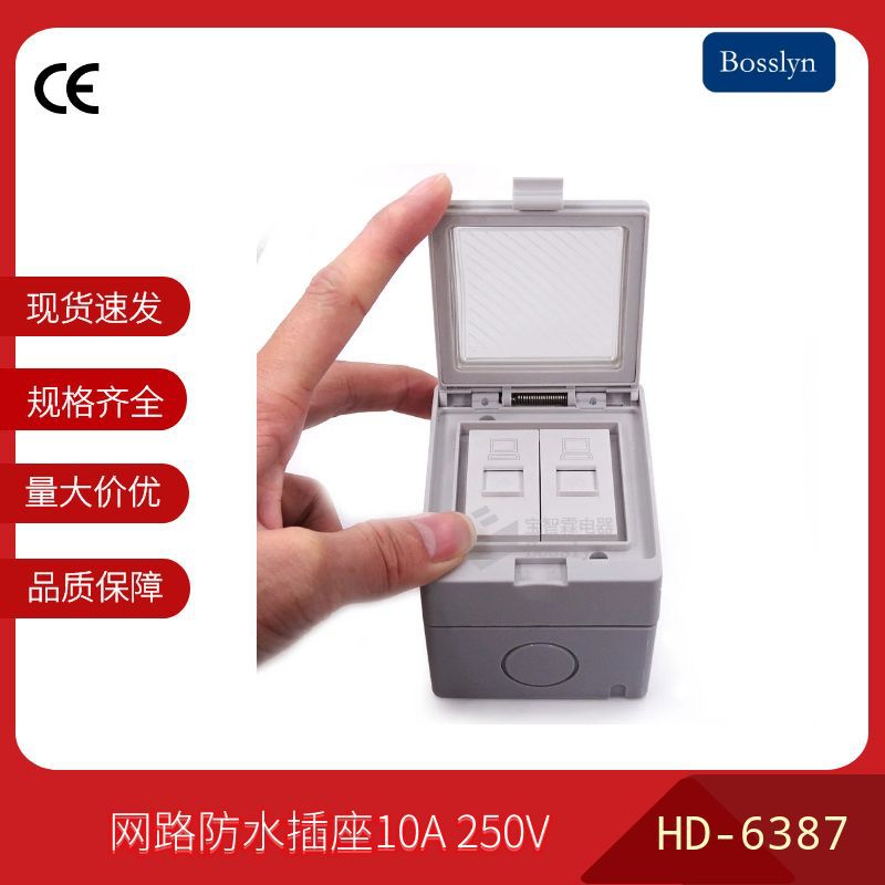 宝智霖供应网络防水插座 两位电话电脑电视网络接口防水明装插座