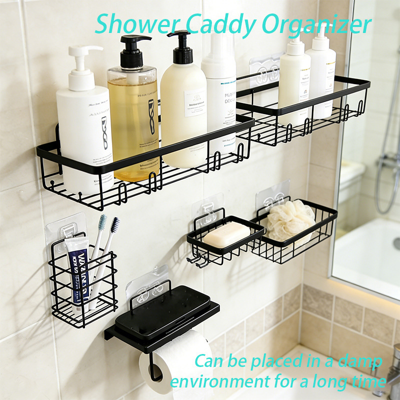 Cross-Border Bathroom Storage Rack, No-Drill Wall-Mounted Bathroom Organizer for Soap and Toiletries