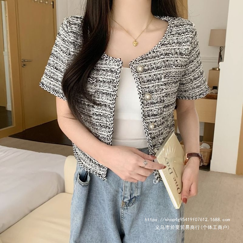 French-style design, niche Chanel-inspired cardigan, women's spring new arrival, elegant and chic short top, hot selling item.