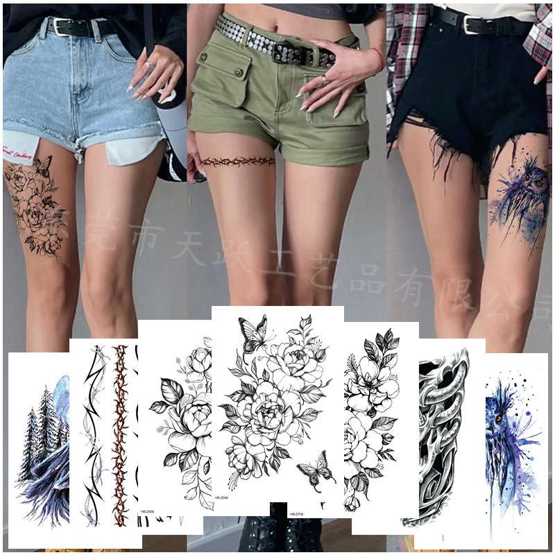 European and American Flower Stylish Wholesale tattoo Stickers Waterproof Long-lasting Artificial Flower Arm tattoo Temporary Chest Waist Sticker tattoo