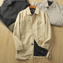 试衣间品质！柜899~春季新款男士防水时尚翻领纯色中长款风衣外套