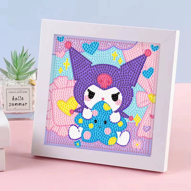 Кристальная вышивка DIY (Kuromi & KT Cat) 17×17 см фоторамка, набор наклеек в стиле мультфильма с полным заполнением