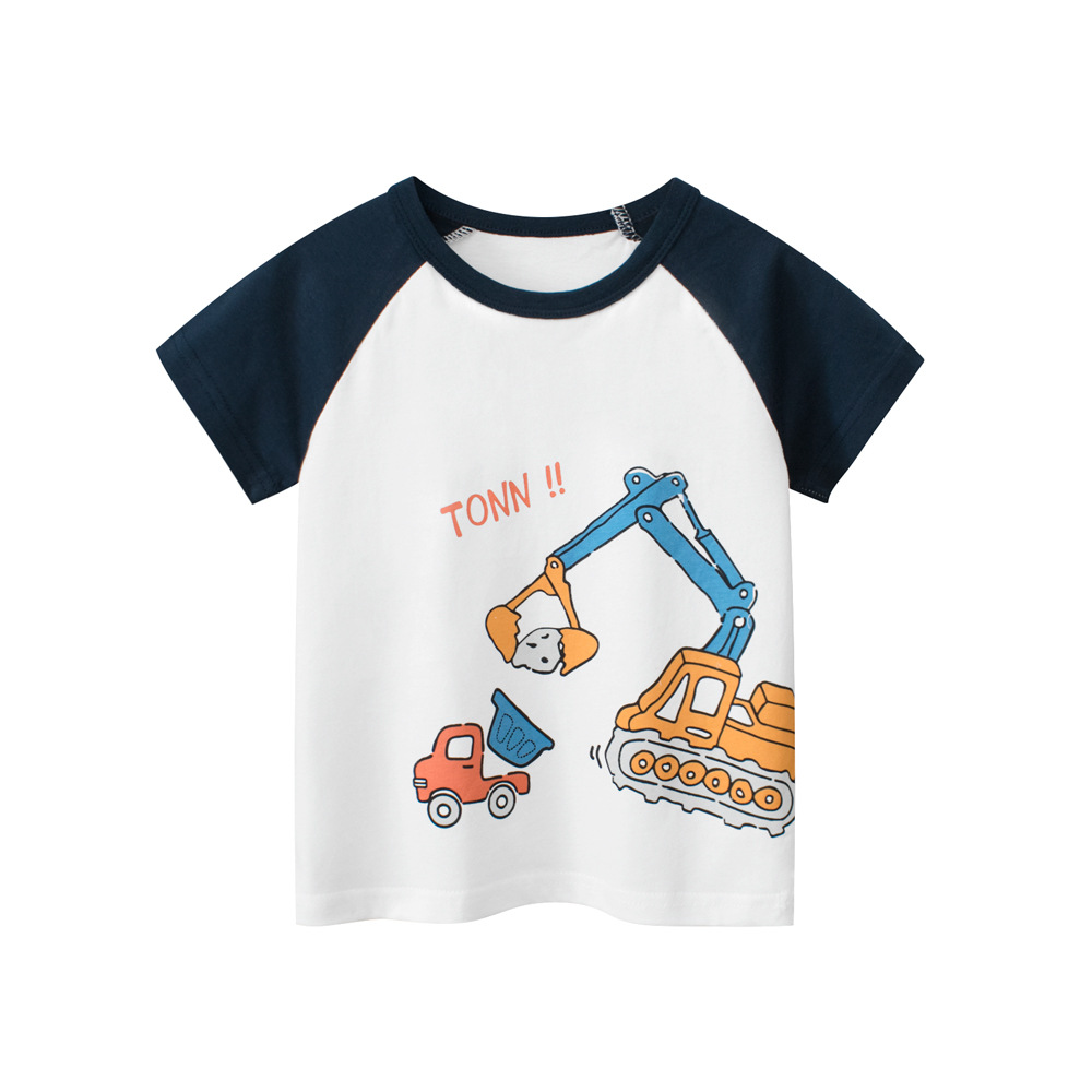 27kids camiseta de manga corta para niños ropa de verano ropa para niños coreanos top de dibujos animados raglán para niños nuevos productos transfronterizos