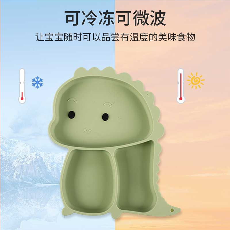 Wintai integrado bebé Placa de silicona traje de suplemento alimenticio para niños tazón cuchara bebé rejilla placa resistente a la caída lechón vajilla