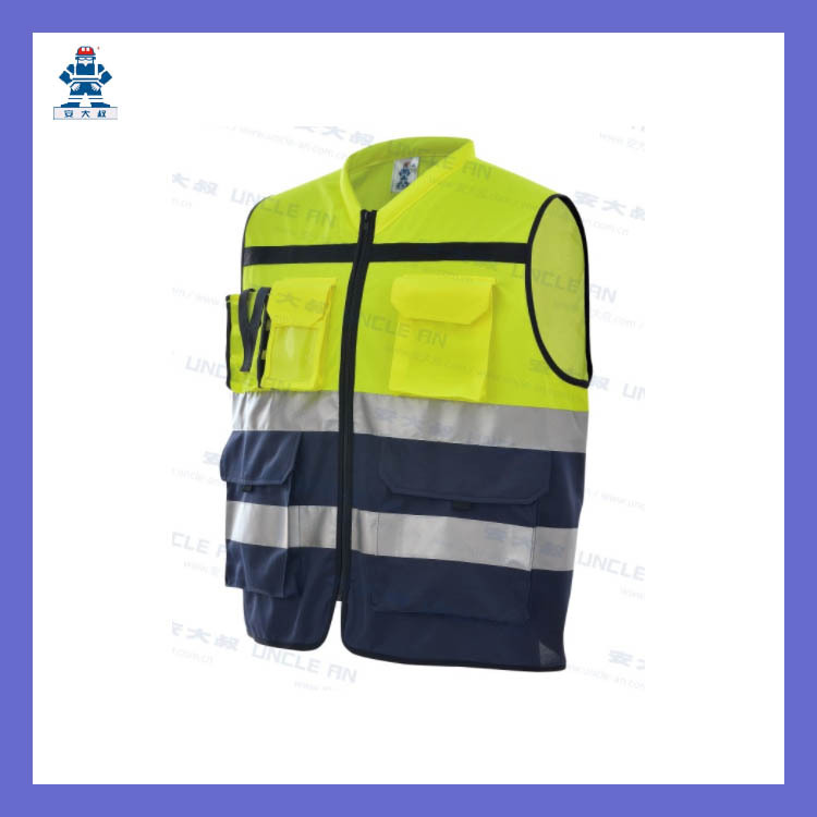 UncleAn反光服多功能高警示安大叔反光马甲A555深蓝