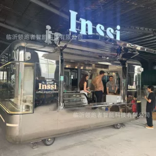 网红飞翼门餐车 不锈钢移动咖啡车 景区商用流动小吃车