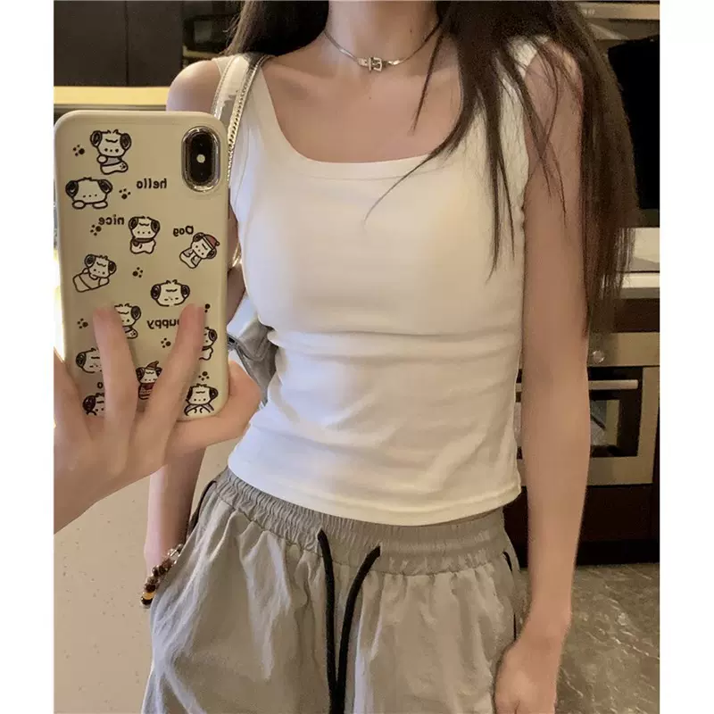 无袖吊带背心女装夏季2024新款带胸垫修身纯色内搭外穿打底衫上衣