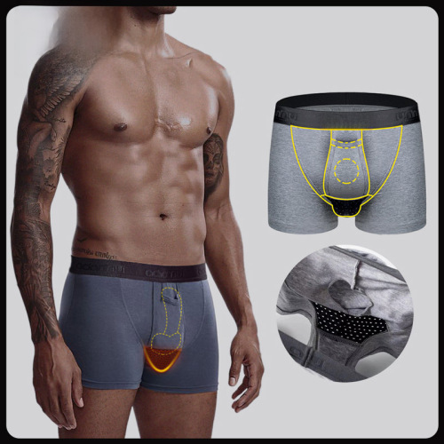 Gunpowder separation, internal underwear up-style spermatic vein scrotal suspension bag flat-angle pants, elephant testicular cotton four-cornered pants