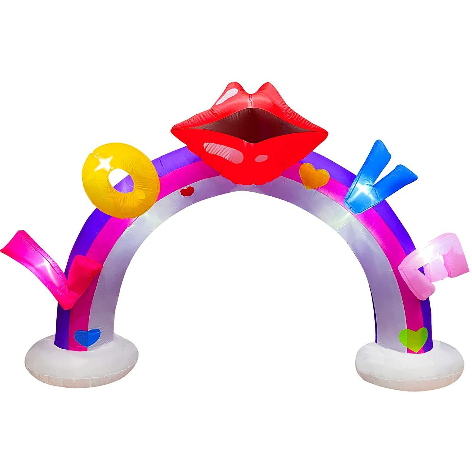 亚马逊情人节拱形爱心红嘴唇LED 发光装饰爱心拱门充气气模新款