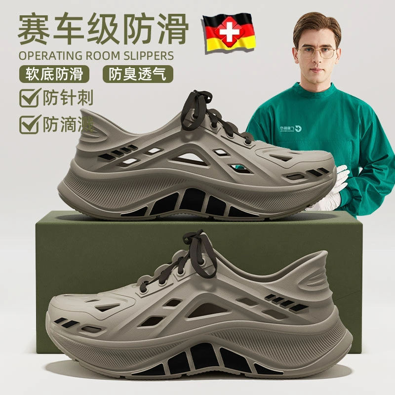 Мужская летняя обувь Croc, новинка 2025 года, износостойкие противоскользящие дышащие сандалии на толстой подошве, не вонючие, для пеших прогулок и вождения