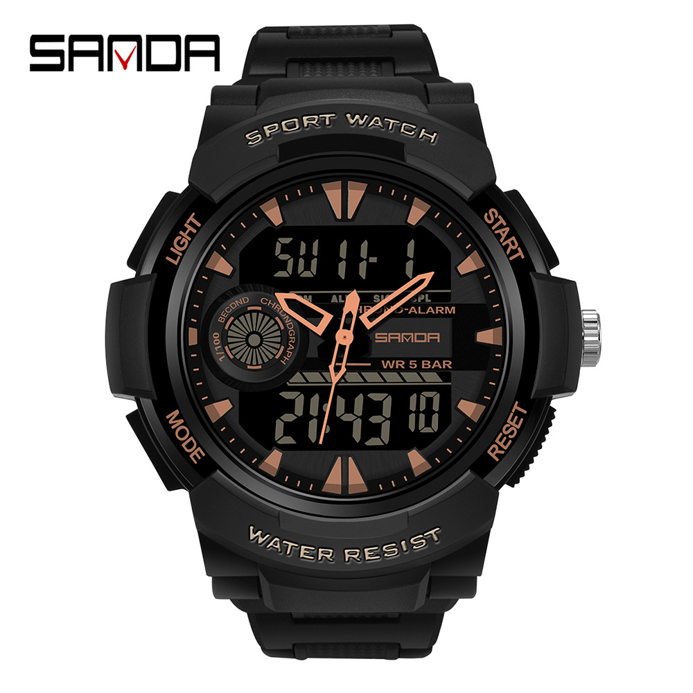 SANDA 6002 nuevo movimiento dual multifuncional reloj despertador de estudiante masculino y femenino calendario semanal reloj luminoso ZTE