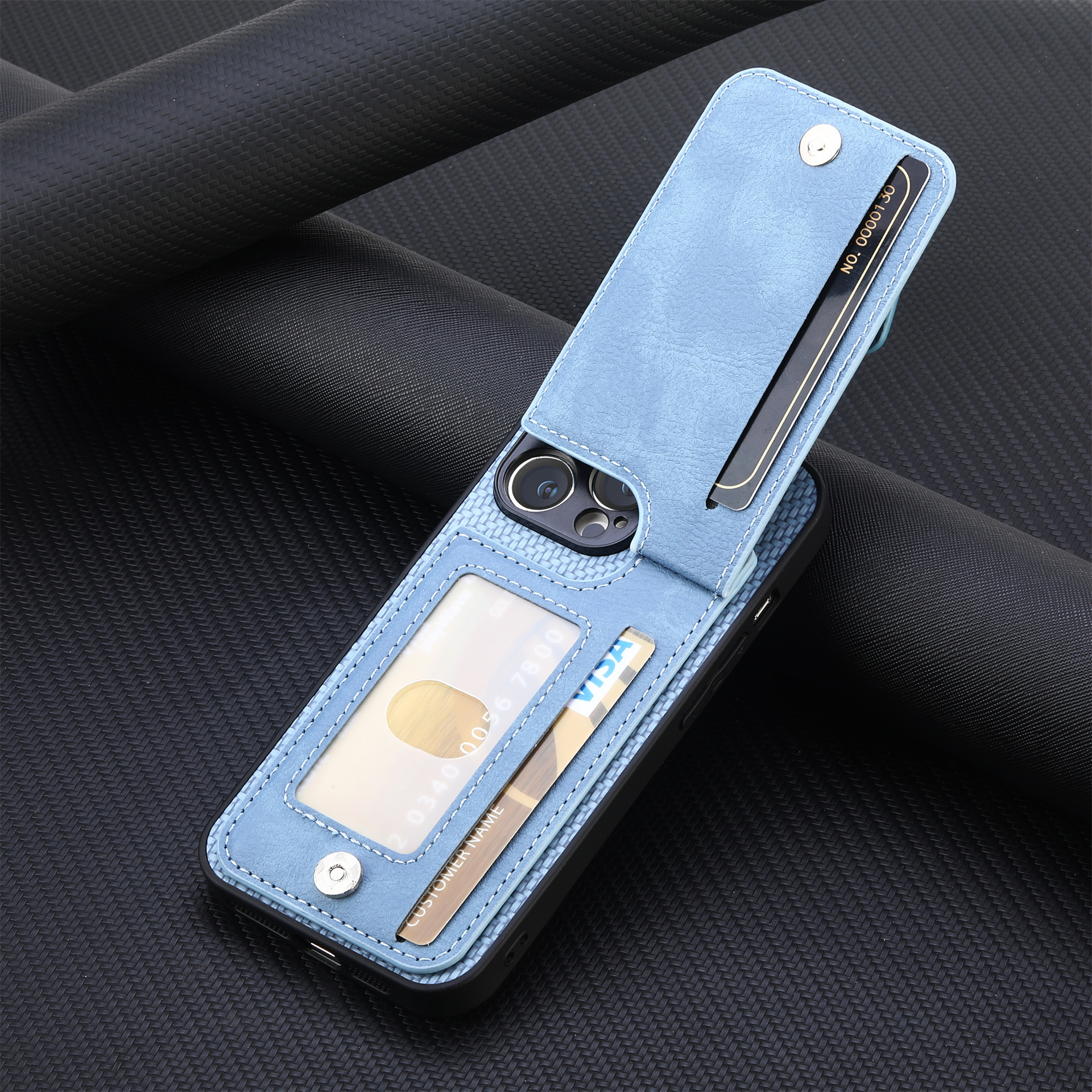 TechGlobe Compatible With IPhone 17 Flip Holder Phone Case Wallet Stand Zipper Bag Card Slot Protective Cover_voghion.com