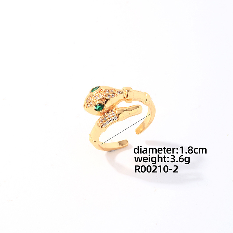 Serpentijn sieradenset vol diamanten, zirkoon armband ring, lichte luxe persoonlijkheid, zware industrie luipaardkop_voghion.com