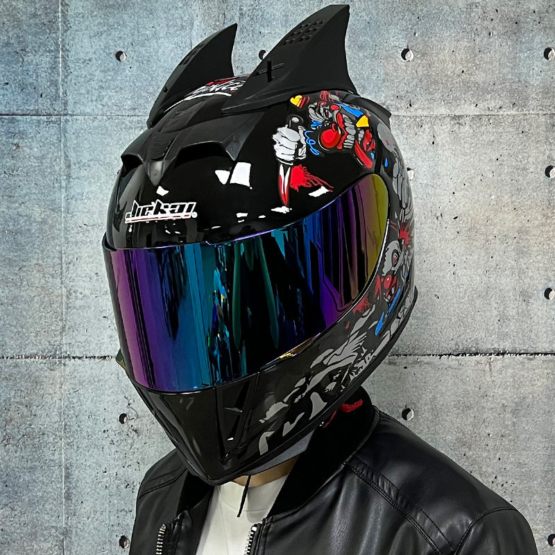 JIEKAI coche eléctrico bicicleta casco hombres y mujeres casco completo cuatro estaciones doble espejo bluetooth personalidad casco gris mentira carrera