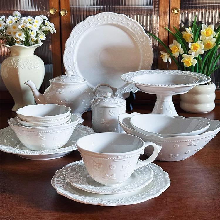 Flower Butterfly Tableware Set Light Luxury Housewarming Tableware Set Dish Set Household Bowl and Plate Set