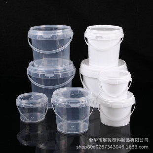 Factory Plastic Bucket Transparent Storage Bucket Packaging Bucket with Lid Round Bucket Small Bucket Lightly Sealed Bucket pp Small White Bucket Bucket