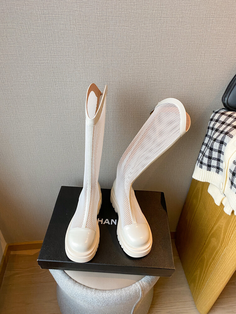 Boot nữ da lưới thoáng khí mùa hè, đế dày rỗng, ống rộng cho chân to — Màu nâu ống lớn, Màu đen cổ ống lớn, Ống nhỏ màu đen, Ống nhỏ màu be chi tiết 29
