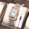 Fashionable square swiss watch, belt, quartz calendar, suitable for import, genuine leather, internet celebrity