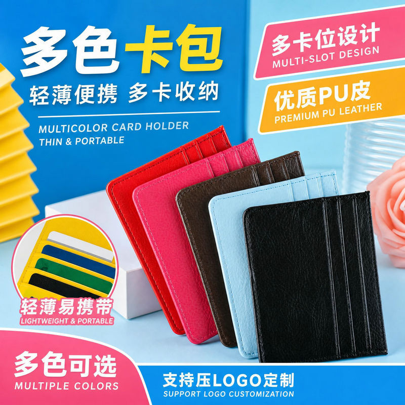 Factory direct PU card bag made of credit card cover pressed logo card storage bag multi-color multi-card bag in stock