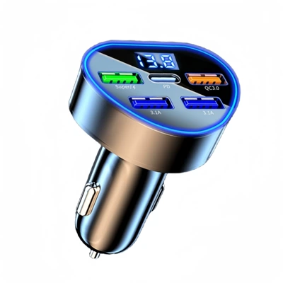 Mobil şarj cihazları car digital display - opp-bag-digital-display-heart-shaped-five-super-fast-charge-4usb-1pd