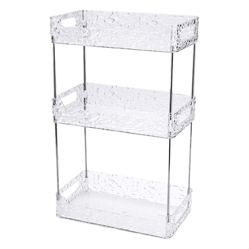 Transparente de lujo ligero de almacenamiento de cosméticos de escritorio de alta botella de productos para el cuidado de la piel de múltiples capas de cosméticos de tocador estante de almacenamiento