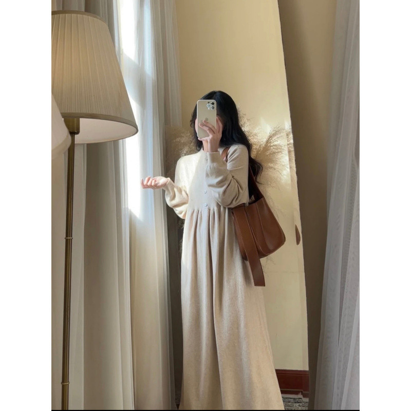 Maternity Dress Autumn and Winter Sweater Bottoming Skirt Large Size Loose 2024 New Style Fashionable Knitted Long Wholesale