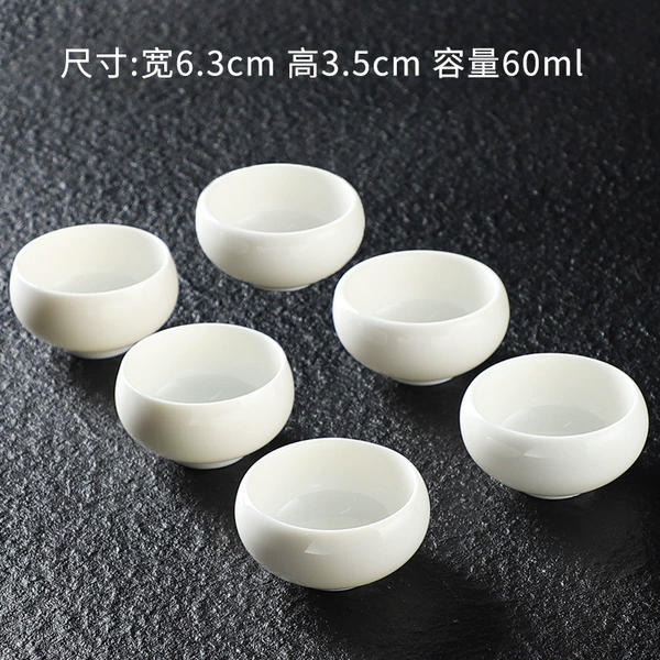 Six cups of mutton fat jade egg-shaped cup