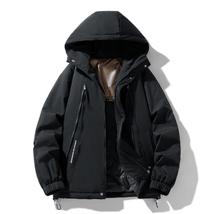 Customized Logo Graphene Men's Hooded Jacket Winter Large Size Loose Fat Outdoor Sports Thickeneded Cotton Jacket