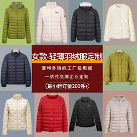 定制秋冬新款轻薄羽绒服短款大码修身女士轻量轻便纯色休闲外套