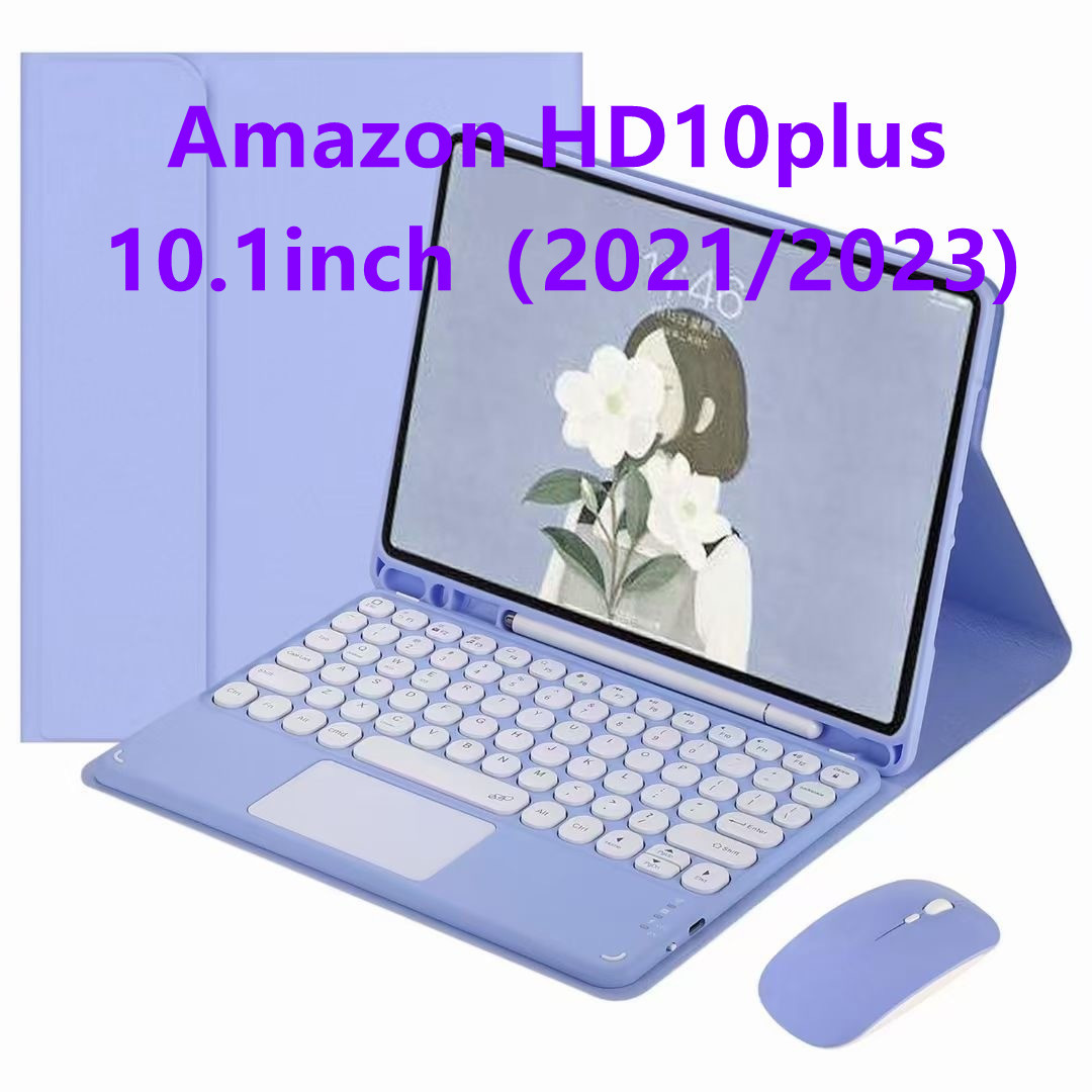 适用亚马逊HD10plus蓝牙键盘皮套FireMAX11圆键帽触控键盘保护套