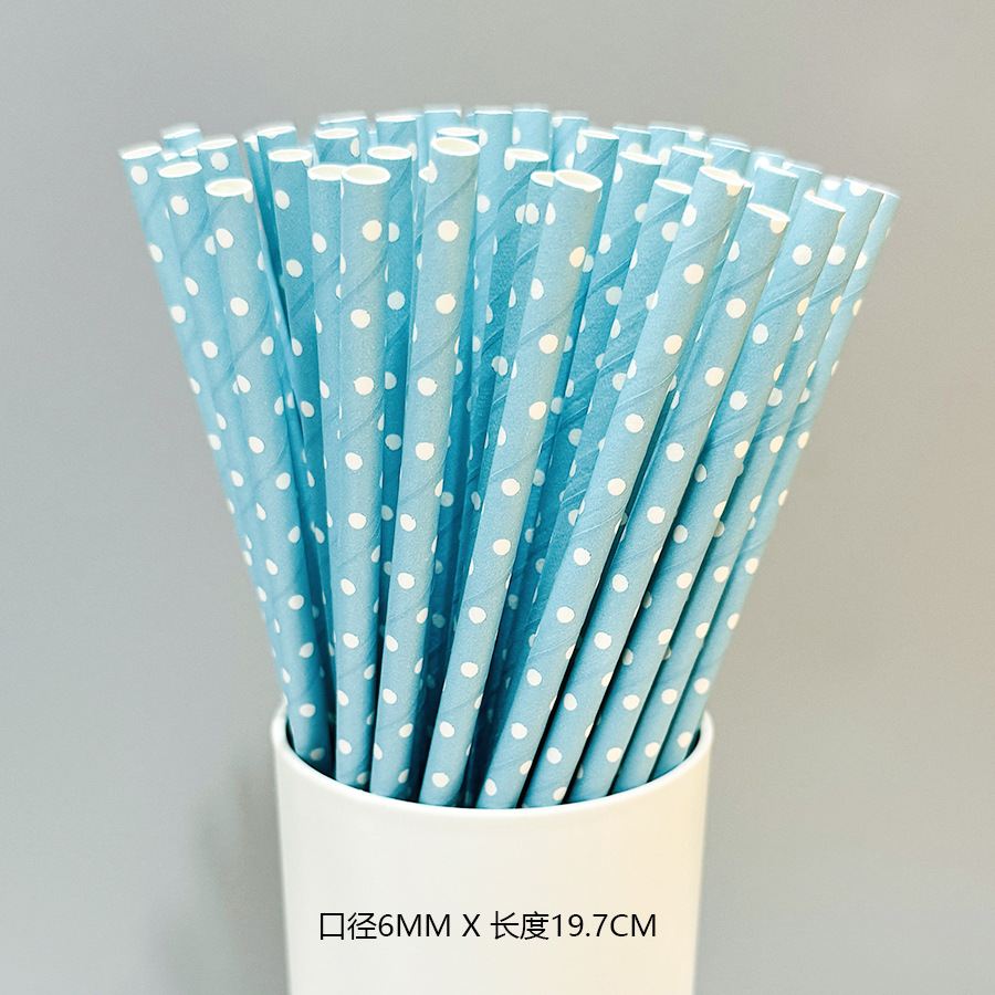 Gran cantidad en stock al por mayor paja de papel desechable paja de papel degradable paja azul serie