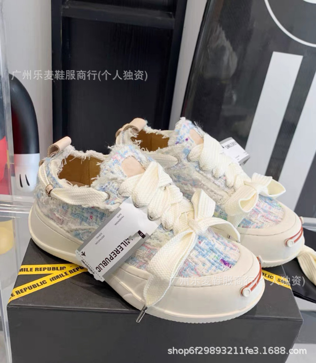 檀健次同款开口笑乞丐风帆布鞋SR~大头丑萌厚底增高7cm情侣休闲鞋|undefined