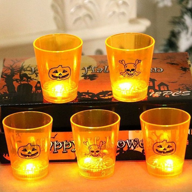 Decoración creativa de Halloween suministros de fiesta LED taza luminosa lámpara calabaza calavera taza luminosa taza bar taza de atmósfera