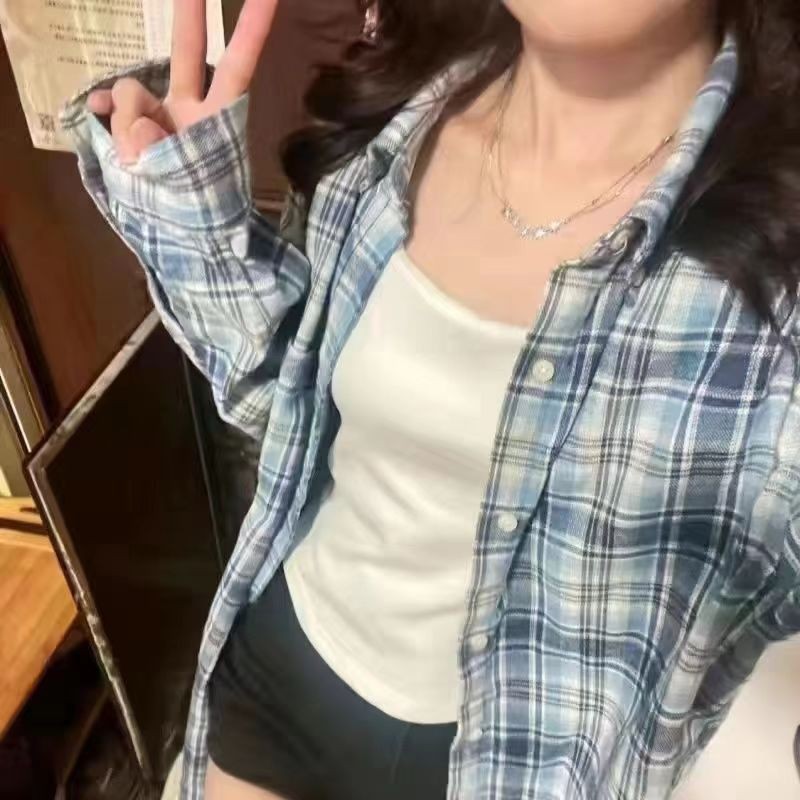 바다 소금 블루 체크 무늬