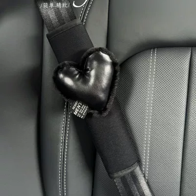 Heart Safety Belt Decoration, Sürətlər qutusu və əl tormozu başlıqları - black-shiny-heart-1-black-shoulder-pad