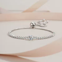 Стерлинговое серебро S925 Mosan Diamond Pull Теннисный браслет Тяжелая промышленность Продвинутый платиновый браслет с имитацией бриллиантов Ручка для сверления