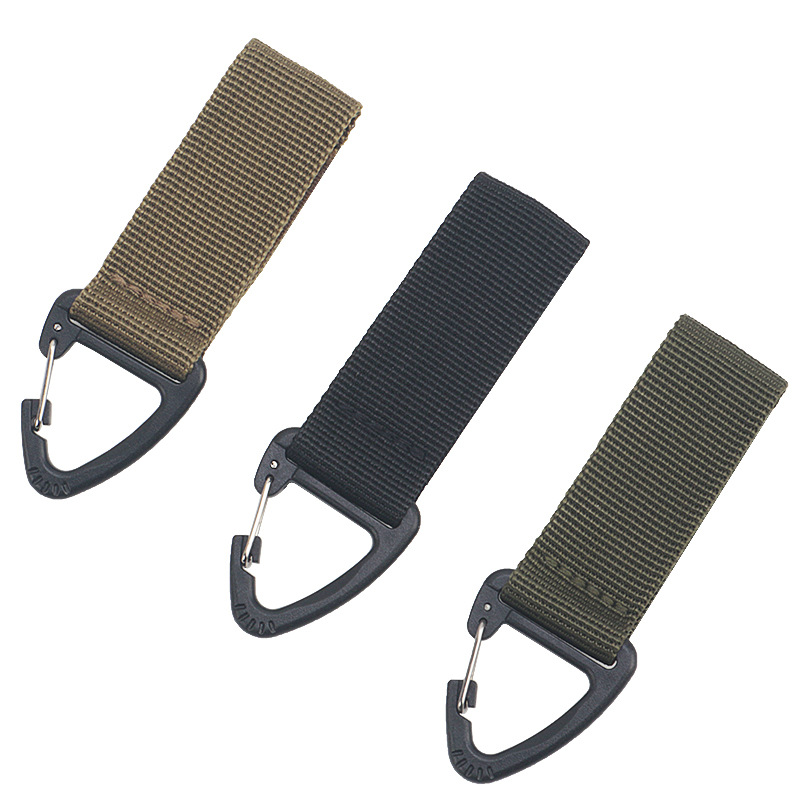Tactical nylon correas mochila colgante hebilla de un solo punto triángulo hebilla mosquetón multifuncional accesorios tácticos llavero