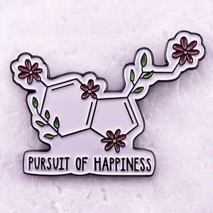 Pursuit of Happiness serum hormone molecule enamel pin flower badge mental health awareness jewelry gift
